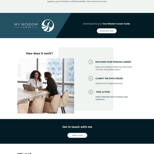 Create a website for a new business to attract corporate women to discover a more meaningful career. Design by byBeatrice