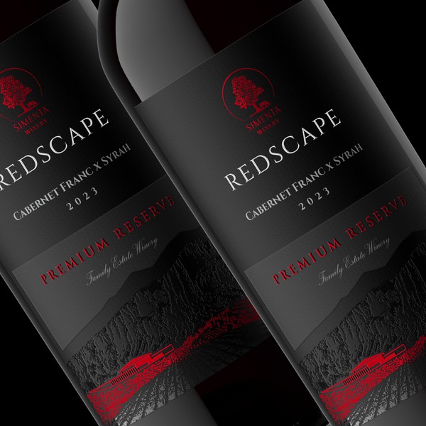 Design by winelabelgoddess titled "Redscape Wine Label"