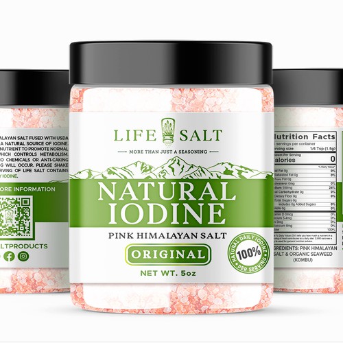 Label for Natural Iodine Pink Himalayan Salt that is fused with Seaweed Design by Design_byMe