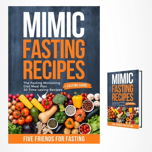 Design a fancy cover+basic layout for an e-book-based recipe book for the new fasting technique FMD Diseño de iDea Signs