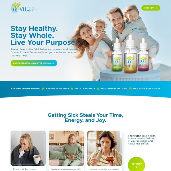 Design by FaTiH™ titled "Functional Wellness Landing Page for Pre-Sales (Very Healthy Life)"
