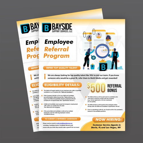 need a flier to announce awesome employee referral program target demo young tech support agents Design by Kheyra_Aulia