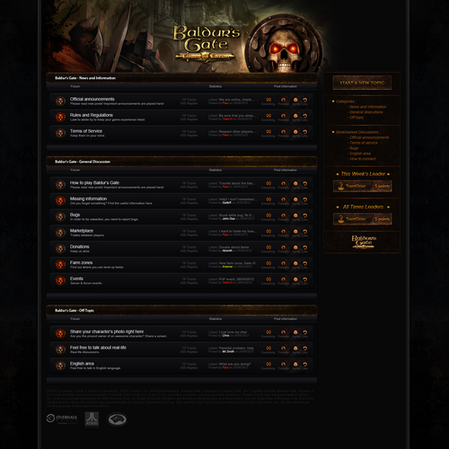 New Baldur's Gate forums need design help Design by Paul Gotea