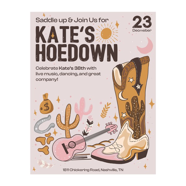 Kate's Hoedown Original Illustrated card 01