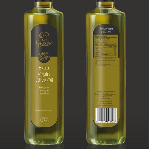 Epicure Olive Oil label Design Design by GRAFANNA Packaging