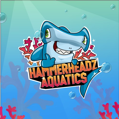 Hammerhead Shark Logo for Custom Salt Water Aquariums and Ocean Coral Farm Company Design by basma salman