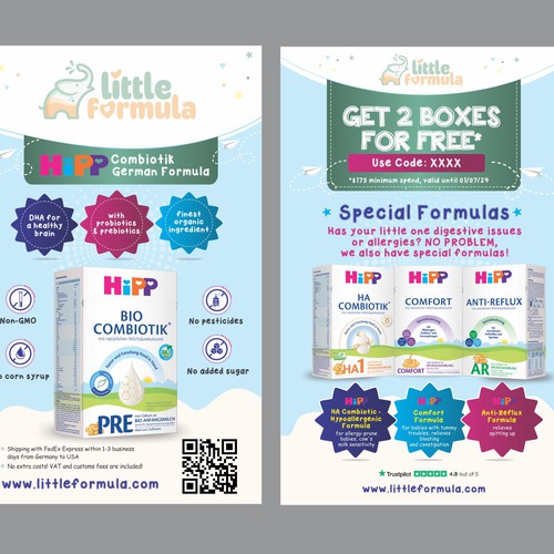Baby Formula Flyer for a package insert campaign in the USA Design by Dzine Solution