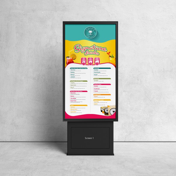 Signature Drinks menu design for Coco's