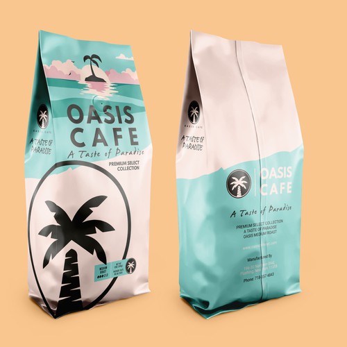 OASIS CAFE COFFEE BEAN PACKAGING DESIGN Design by suraiatonna