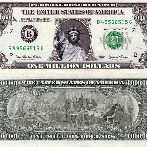 Simulated U.S. One Million Dollar Bill Diseño de Pyra