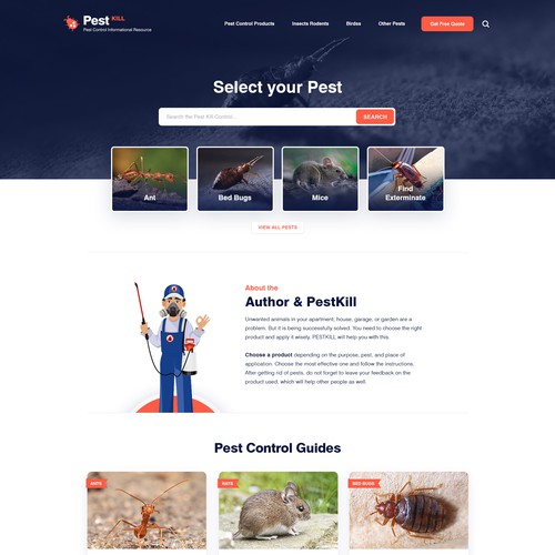 Exciting and fun web design for pest control website Design by Roche 2020