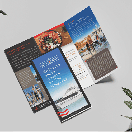 Tri-fold brochure for Napa Valley Wine Yacht tours Design by J.F