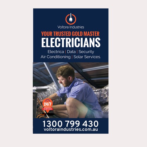 Voltora Industries Back Wall Banner Design by Sketch Media™