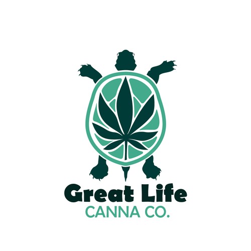 Cannabis Dispensary Logo with a turtle theme Design by Callie Bostic Art