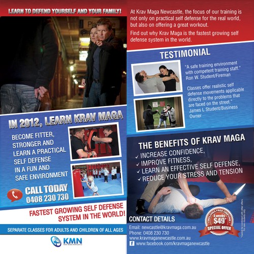 Design by ikoniske™ titled "New print or packaging design wanted for Krav Maga Newcastle"