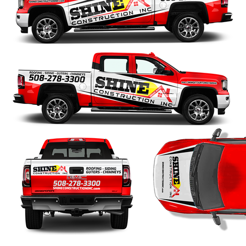 Roofing Company needs vehicle wrap! Guaranteed! Modern & Elegant for GMC Denali 2018 White Truck ! Réalisé par Artpaper ✪