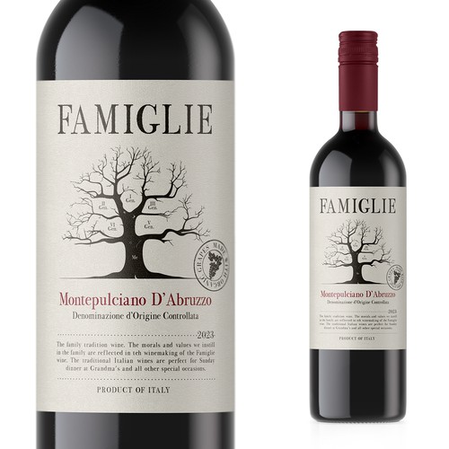 Famiglie Sustainable orgnaic label/wine - use the family tree logo on the old lable Design by Saverio Wongher ™