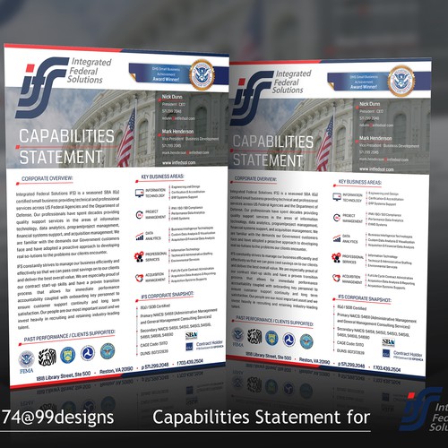 Create single page marketing / capabilities statement for clients in the federal marketplace Design von V.M.74