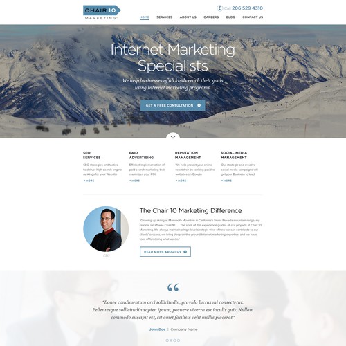 Create a memorable and modern website for Chair 10 Marketing  page