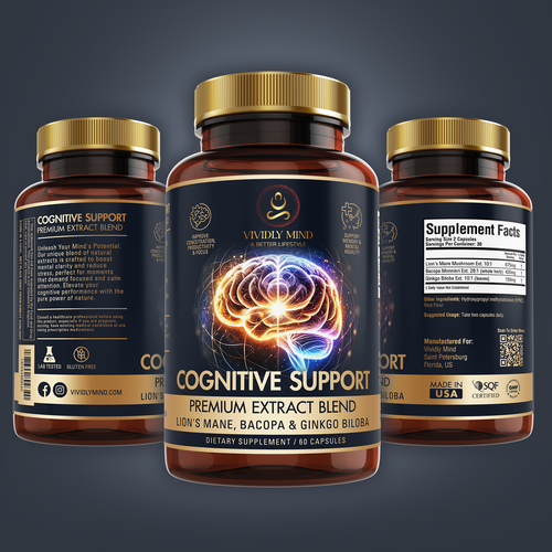 "Vivid Label Design for New Cognitive Support Capsules" Design by Kopach