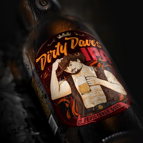 Cool and edgy craft beer logo for Dirty Dave's IPA (made by Bone Hook Brewing Co) デザイン by Paul Thunder