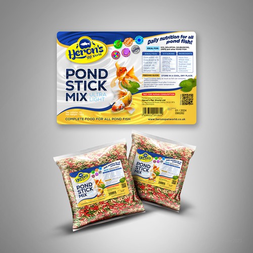 Designs | Design a product label for premium pond stick mix, fish food ...