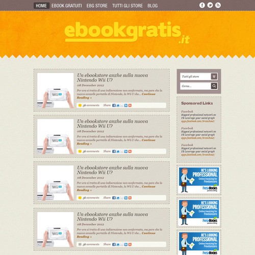 New design with improved usability for EbookGratis.It Design réalisé par stylenotmy