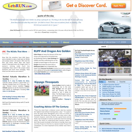 LetsRun.com Homepage Re-Design/Cleanup Diseño de cranberry