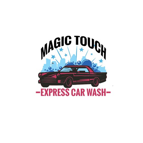 Vintage car wash logo reinvented with express technologies for faster, cleaner, dryer cars. Design réalisé par M3c3 Design