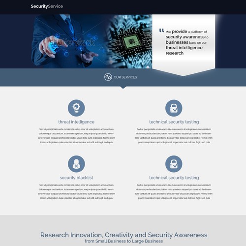 Professional as well as cool landing page for an innovative company that keep your business secure Design by miketjan