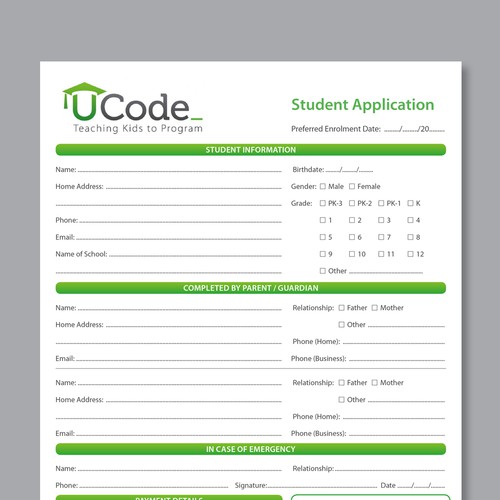 simple 1 page application form in indesign for print other graphic design contest 99designs