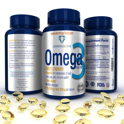 Create a wow factor label for an Omega 3 fish oil label Design by Modelab X