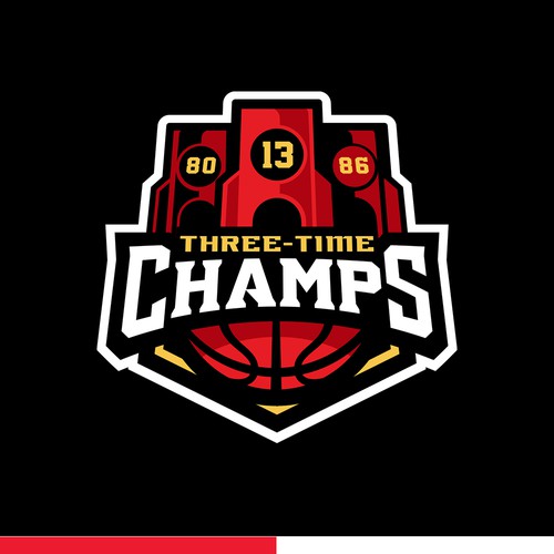 Basketball Logo for Team 'Three-Time Champs' - Your Winning Logo Featured on Major Sports Network Design by Dexterous™