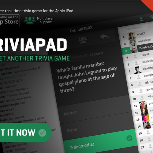 Create a banner ad for the Triviapad iPad app Design by Stanojevic