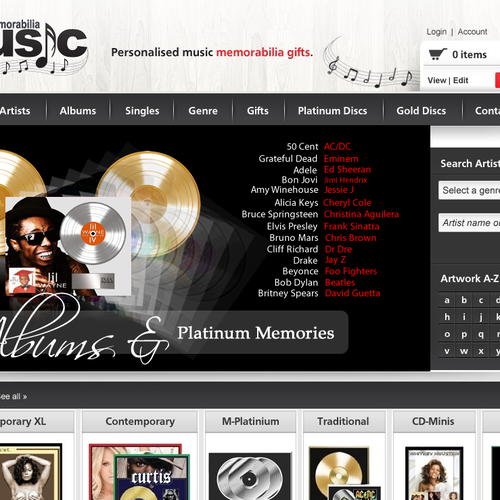 New banner ad wanted for Memorabilia 4 Music Diseño de FanPageWorks