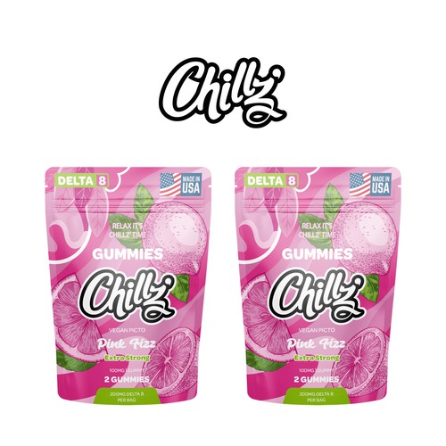 CHILLZ CBD Brand need his new packaging for his DELTA 8 Gummies Design by creationMB