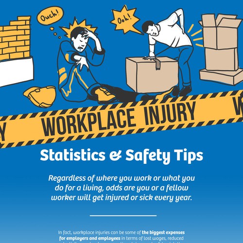 Slick Infographic Needed for Workplace Injury Prevention Tips and Stats デザイン by Lera Balashova