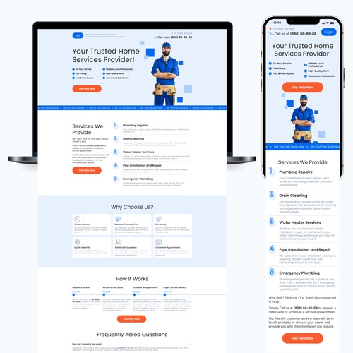 Design a Streamlined Landing Page For Home Services Lead Generation Design réalisé par Ksenia Mandarin