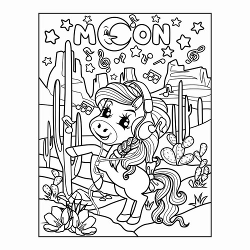 Cute Kids Coloring Book Cartoon Ponies, French Bulldogs, and one Horse-ontwerp door » GALAXY @rt ® «