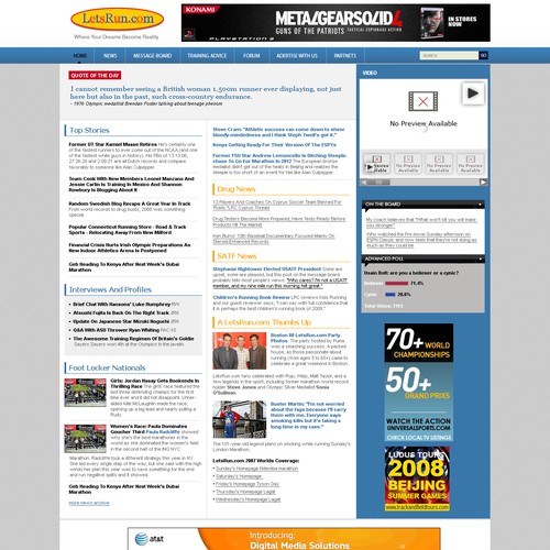 LetsRun.com Homepage Re-Design/Cleanup Diseño de superbdesign