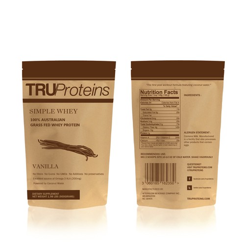 We need a simple, clean single color label for TruProteins product ...