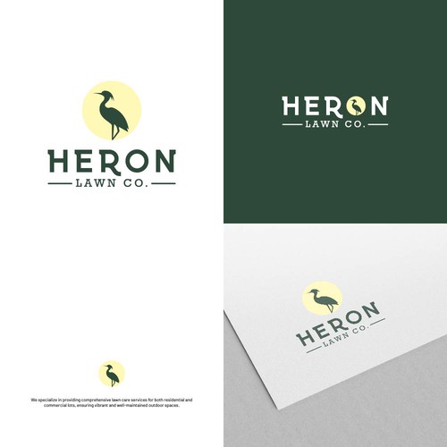 Modern Lawn Care Business with Heron Design by mirza yaumil