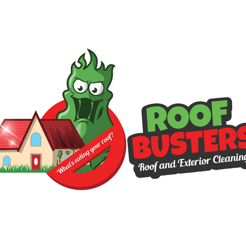 Roof Busters - Roof and Exterior Cleaning logo with a Ghost Busters Theme Design by Trader In Spices