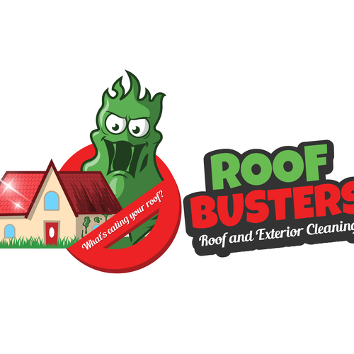 Designs Roof Busters Roof And Exterior Cleaning Logo With A Ghost