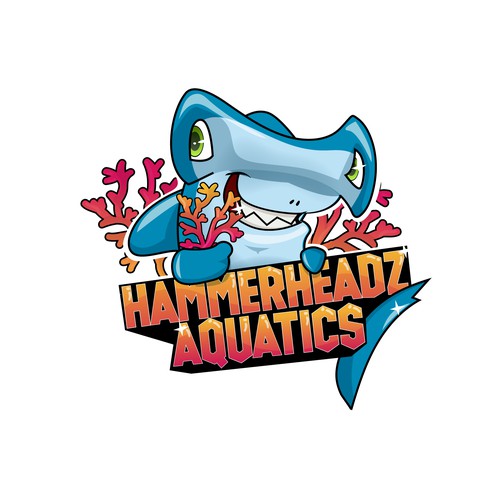 Hammerhead Shark Logo for Custom Salt Water Aquariums and Ocean Coral Farm Company Design by basma salman