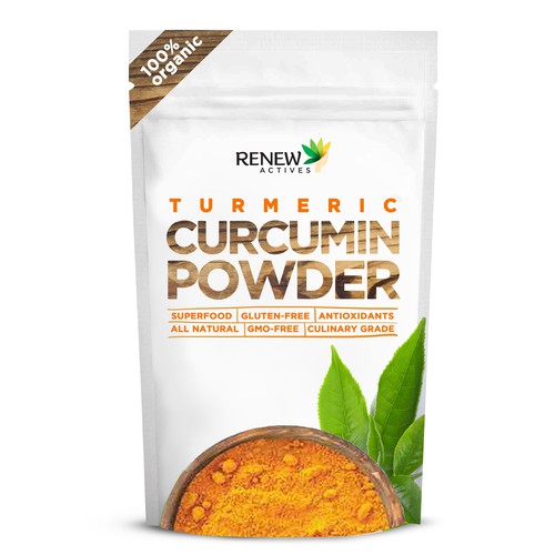 Seeking A Modern & Clean Turmeric Stand-up Pouch Design 