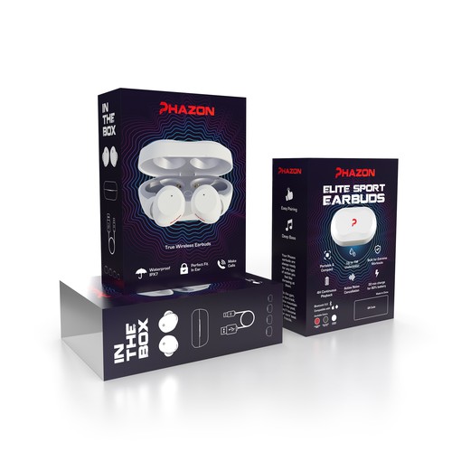 Wireless earbuds packaging box sleeve design Design by Shreya007⭐