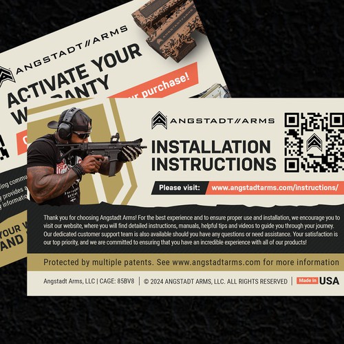 Warranty activation flyer for gun company (postcard) Design by Alphabet ♥