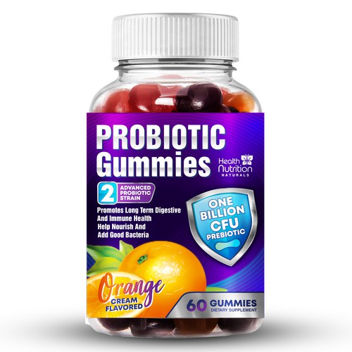 Healthy Probiotic Gummies Label needed for Health Nutrition Design by By.You