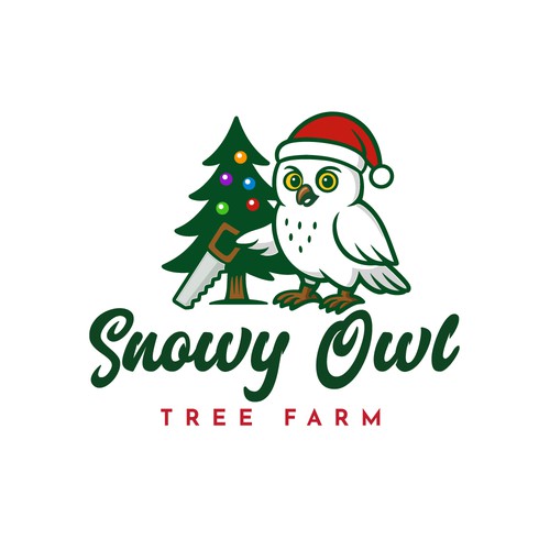 Snowy Owl Christmas Tree Farm ---LOGO COMPETITION! Design by Transformed Design Inc.